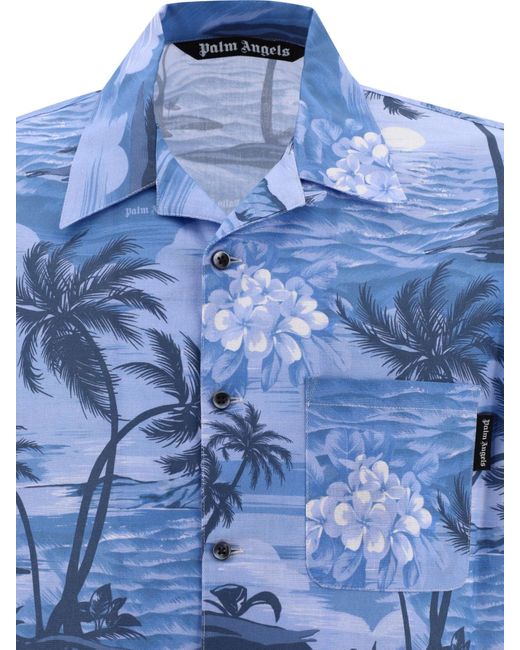 Palm Angels "sunset Bowling" Shirt in het Blue voor heren