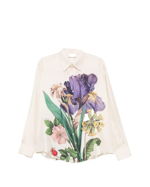 Pierre Louis Mascia White Printed Silk Shirt