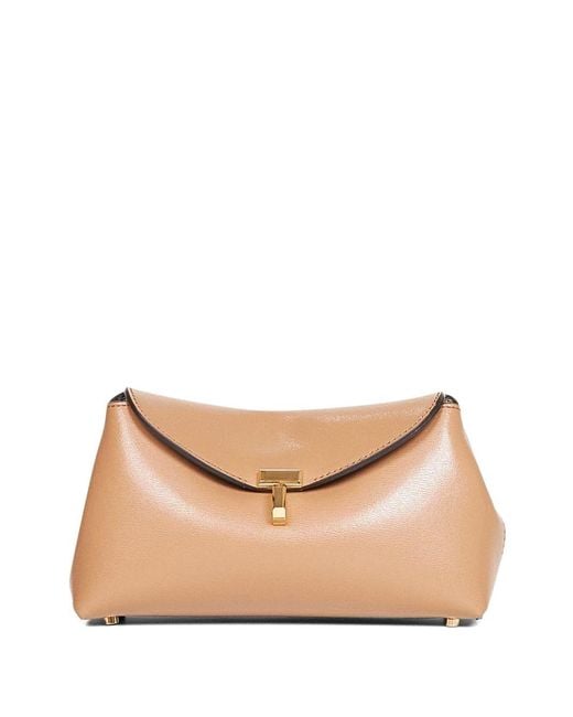 Totême Natural T-Lock Mini Leather Clutch