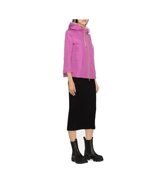Herno Purple Reversible Monogram-Print Jacket