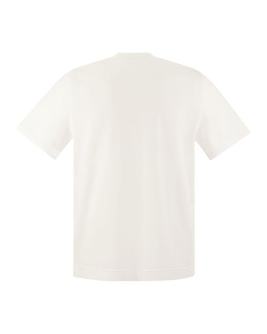 Fedeli White Short Sleeved Cotton T Shirt