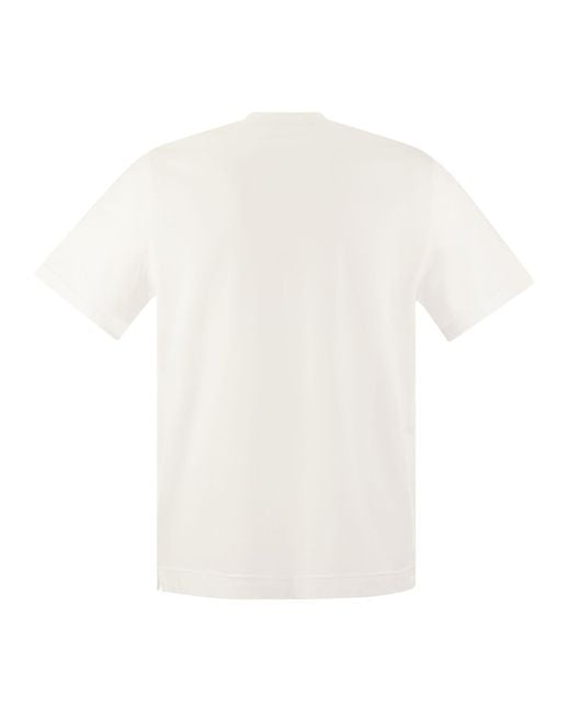 Fedeli Katoenen T -shirt Met Korte Mouwen in het White