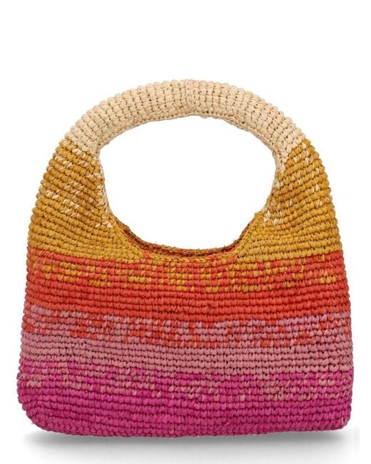 Manebí Gray Mini Raffia Handbag For