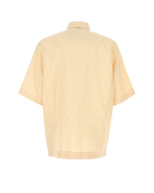Fendi Natural Cream Linen Blend Shirt for men