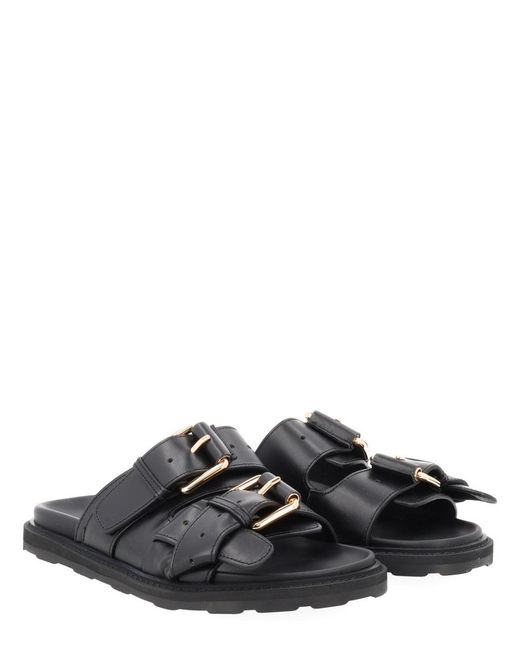 Moschino Black Double-Buckle Slide Sandals