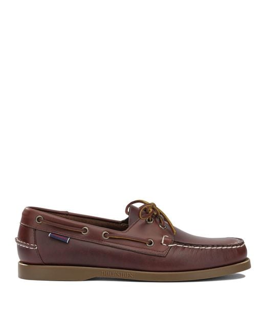 Sebago Brown "Dockside Portland Waxed" Lace-Up Loafers