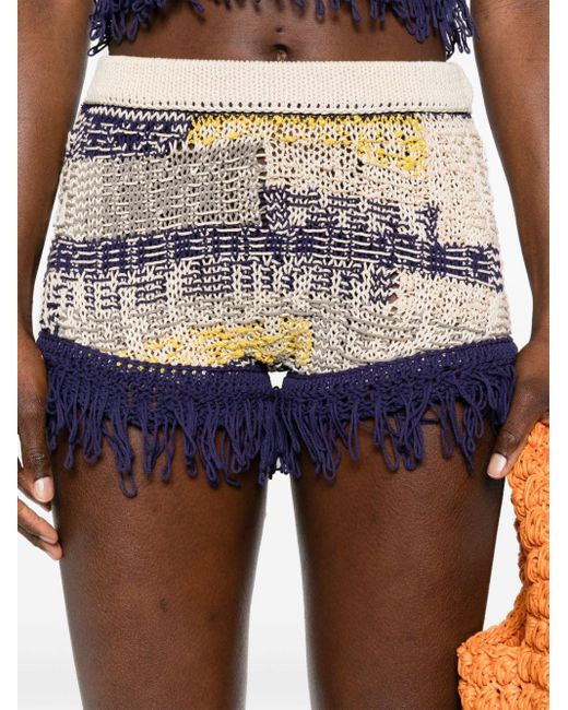 Sportmax Blue Cotton Knitted Shorts