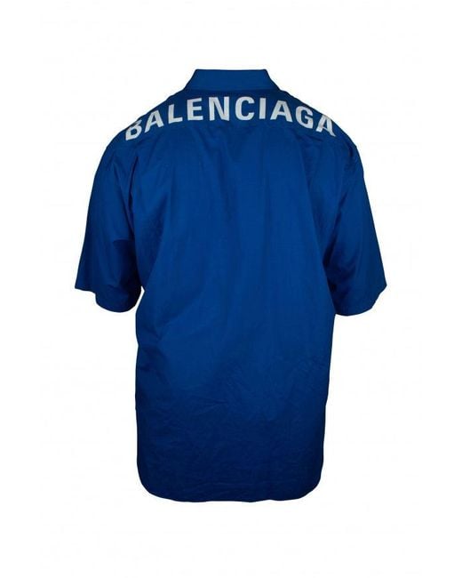 Balenciaga Electric Blue Cotton Shirt for men