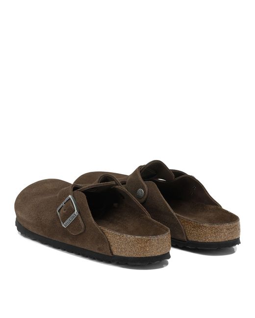 Birkenstock Brown Boston Suede Leather Rubber Sandals