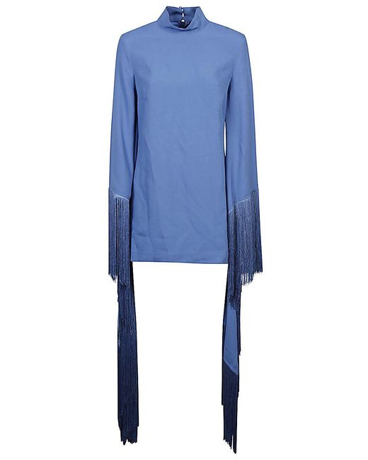 TALLER MARMO MAIN Blue Mini Del Mar Fringed Mini Dress