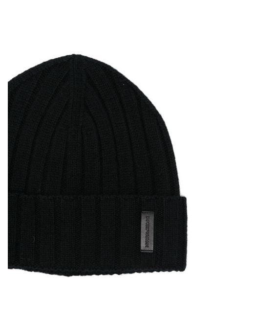 Emporio Armani Black Bonnet Hat for men