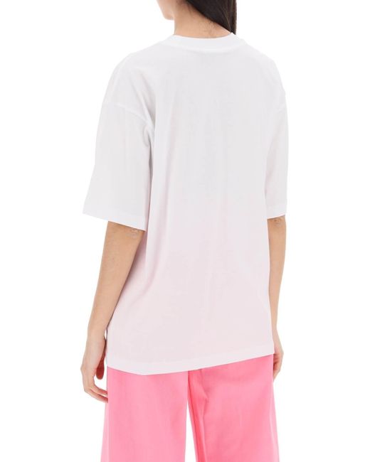 Marni White T -Shirt mit Maxi -Logo Druck