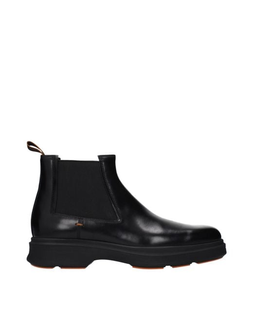 Santoni Black Ankle Boots Leather