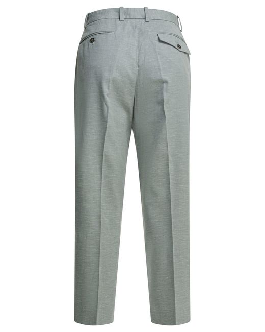 Circolo 1901 Gray Lightblue Cotton Linen Trousers
