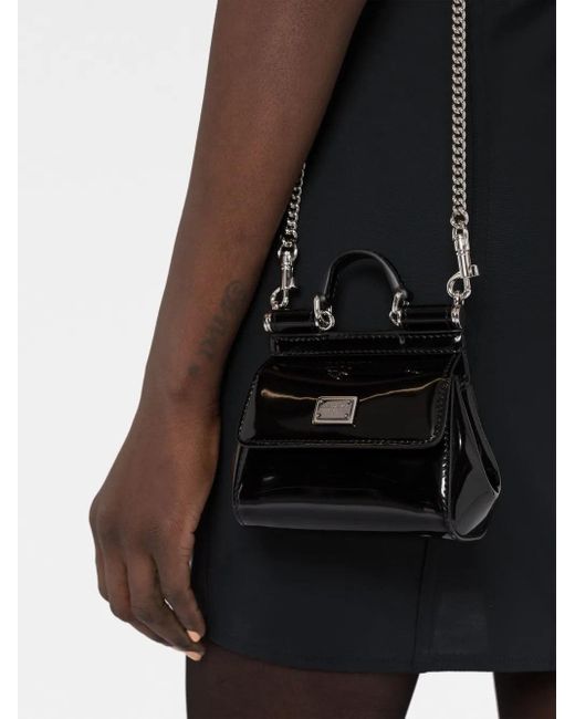 Dolce & Gabbana Black Mini Tote Bag With Logo Plaque