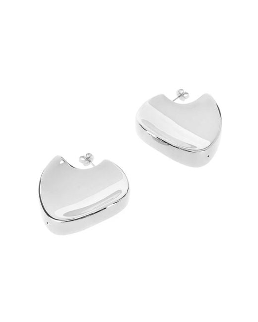 Bottega Veneta White Silver Large Disc Earrings