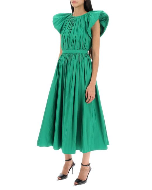 Alexander McQueen Pleegde Open Terug Midi -jurk in het Green