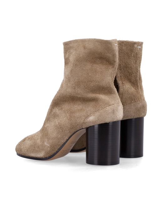Maison Margiela Natural Suede Tabi Ankle Boots With Cylindrical Heel