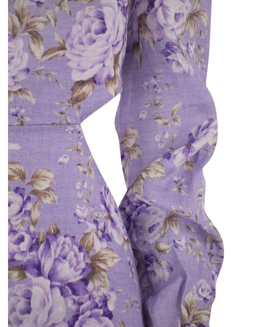 Mc2 Saint Barth Purple Jara Mini Kleid mit Blumen