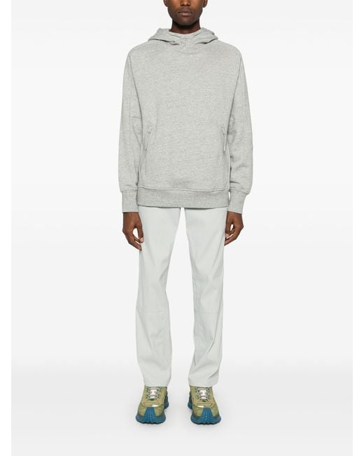 C P Company Gray Diagonal Raised Fleece Goggle Hooded Sweatshirt Clothing for men
