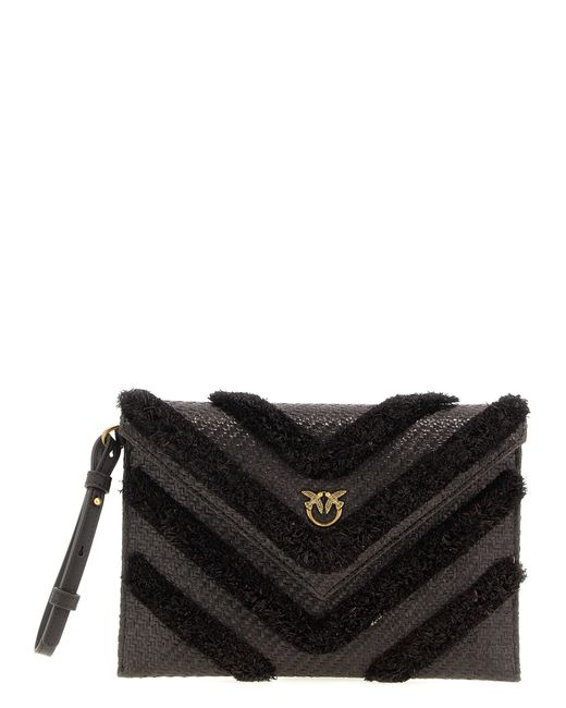Pinko Black Raffia Flat Clutch