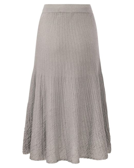 Metalizada viscosa midi falda Elisabetta Franchi de color Gray