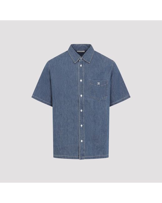 Céline Blue Cotton Bowling Shirt for men