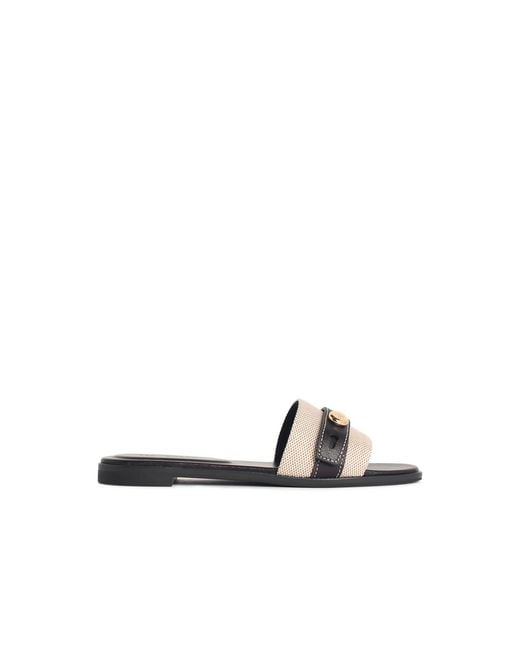 Tory Burch White 'Romy' Leather Blend Slippers