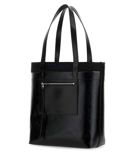 Alexander McQueen Black Canvas Shopping Bag for men