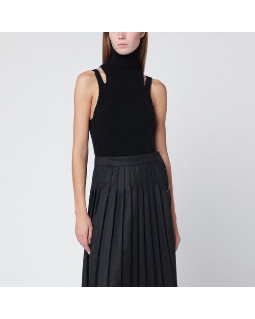 Roberto Collina Black Cashmere Blend Turtleneck Top