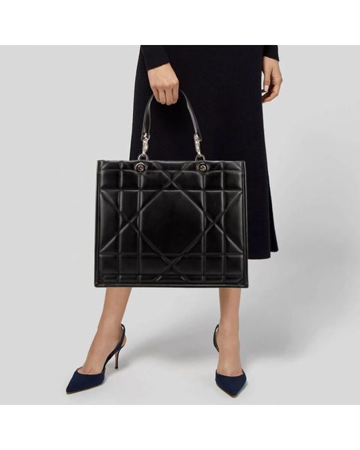 Dior Black Leather Tote Bag