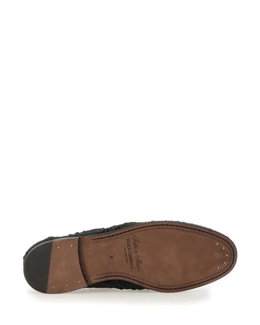 Dolce & Gabbana Black Woven Fabric "Derby" Shoe