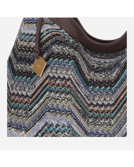 Missoni Gray Handbag Chevron Pattern