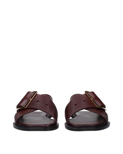 Loewe Brown Slippers And Clogs Leather/Burgundy