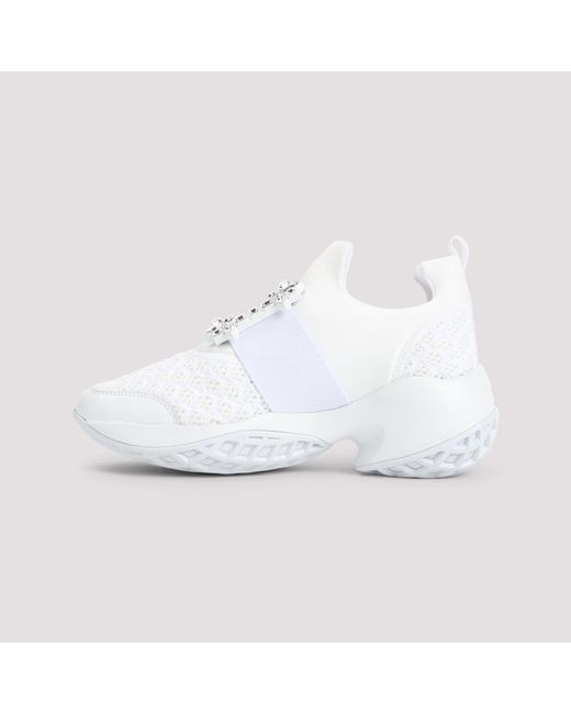 Roger Vivier White Run Strass Buckle Sneakers