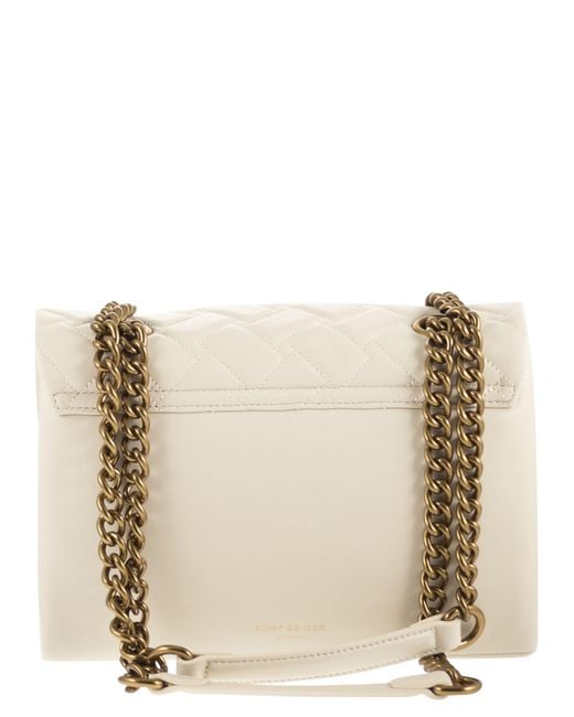 Kurt Geiger Natural Kensington Large Quilted Leather Shoulder Bag With Eagle Head