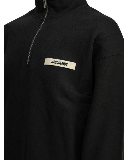 Jacquemus Black "Le Camionneur Gros Grain" Half Zip Sweatshirt