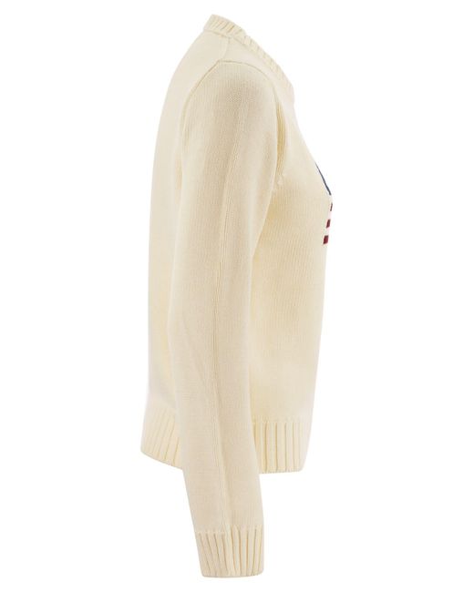 Polo Ralph Lauren Natural Cotton Jersey With Flag