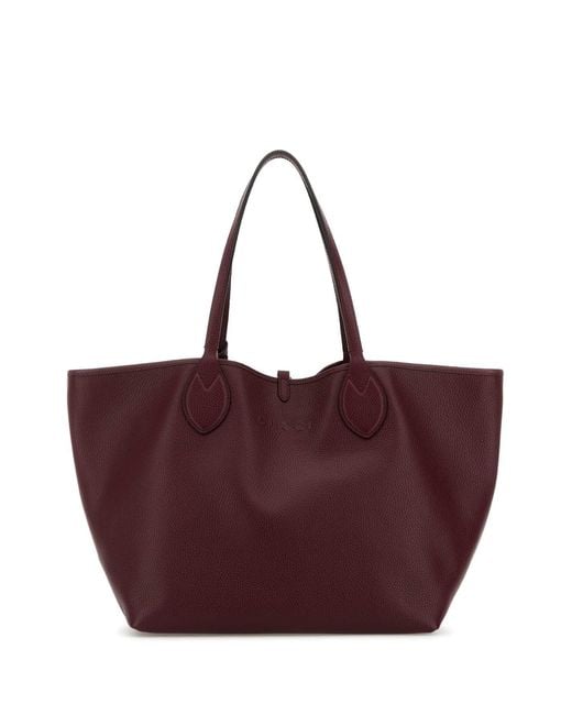 Gucci Purple Burgundy Leather Reversible Shopping Bag