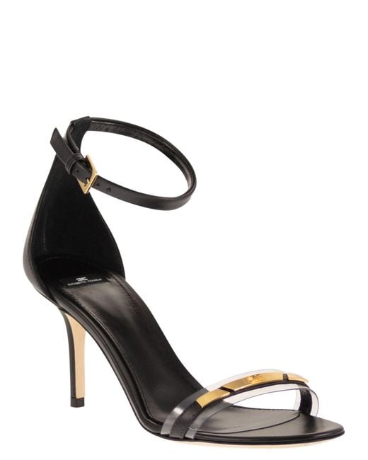 Elisabetta Franchi Multicolor High-Heel Sandals With Transparent Strap And Logo Detail