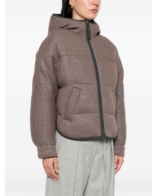 Brunello Cucinelli Gray Gesteppte Lurex-Jacke