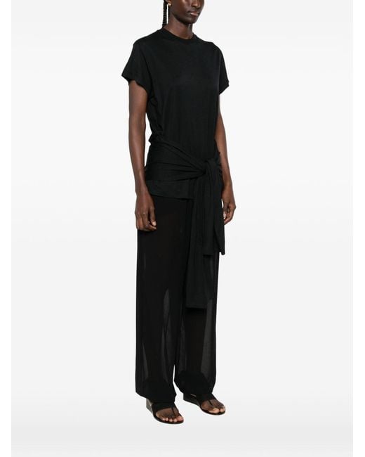 Totême  Black Cotton Blend Tie-Waist Top