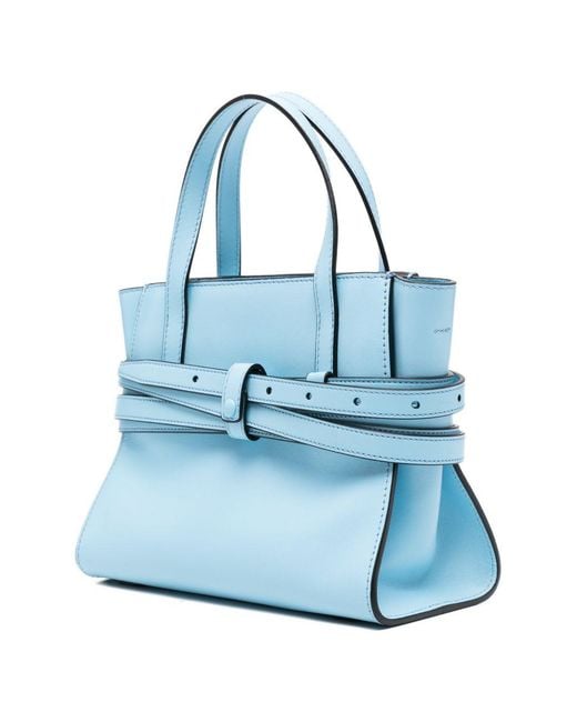 Moschino Blue Tie Me Small Leather Handbag