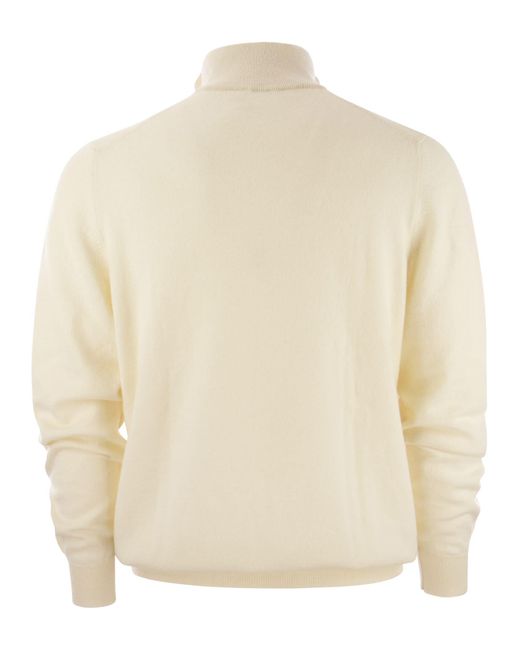 Fedeli Natural Favonio Zip Turtleneck Sweater In Cashmere for men