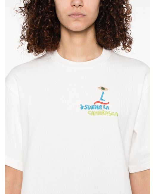 ALÉMAIS Nadia Geborduurd T -shirt in het White