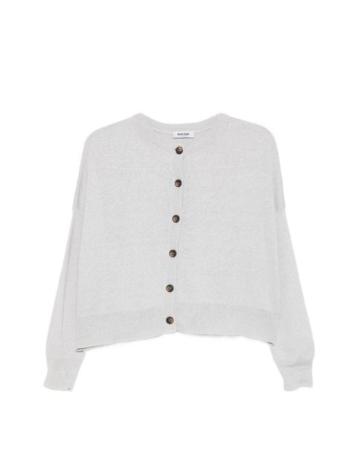 Base London White Linen And Cotton Blend Cardigan