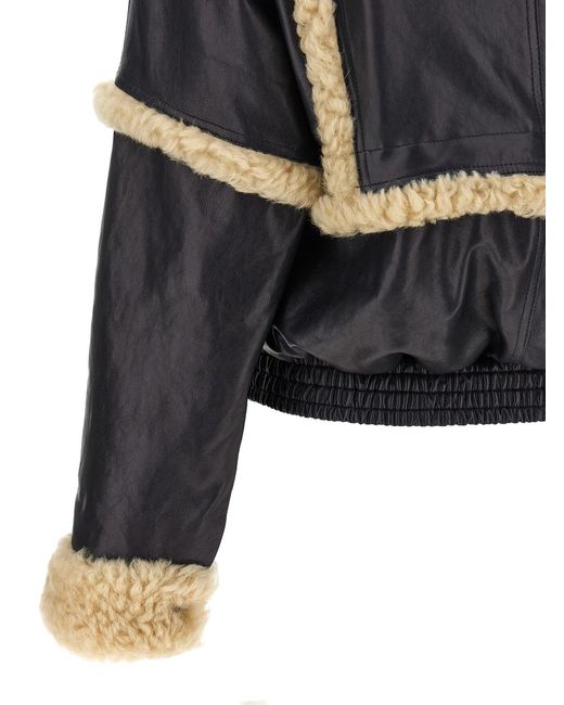 Chaqueta Bomber De Piel Con Borrego Magda Butrym de color Blue