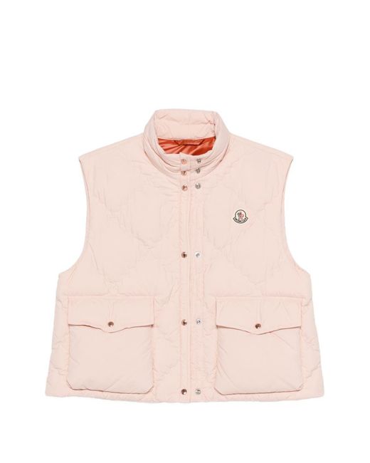 Moncler Pink Biois Down Quilted Gilet