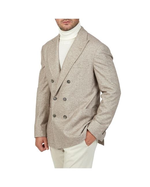 Brunello Cucinelli Dubbele Breasted Wool Jacket in het Brown voor heren