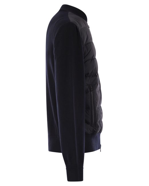 Moncler Gepolsterte Woll -Strickjacke mit Reißverschluss in Black für Herren